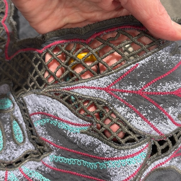 Sweet by Miss Me Embroidered Gray Romper with front pockets.  Size S - Picture 8 of 8